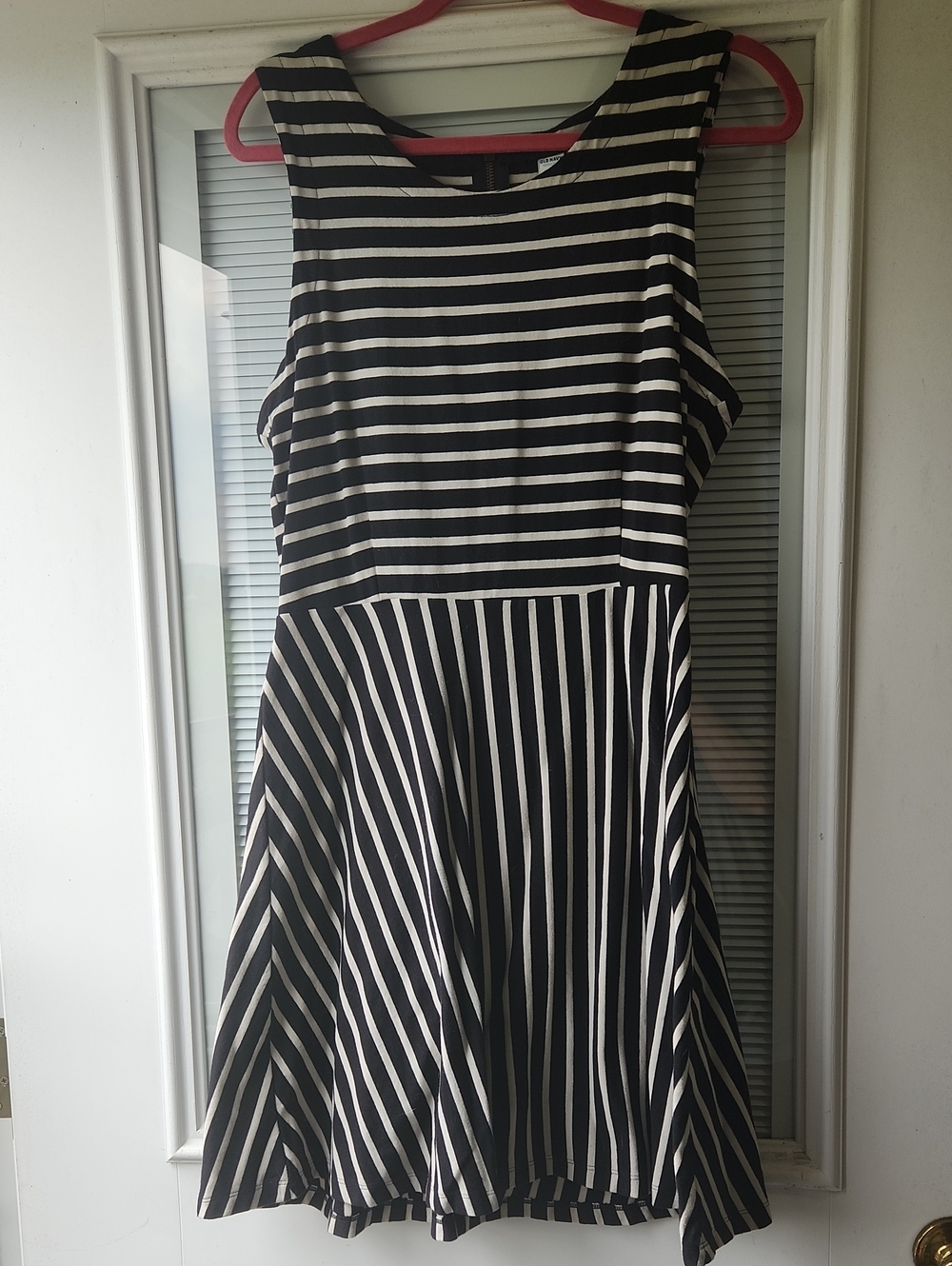 Old Navy Black and White Striped Sleeveless Fit-and-Flare Mini Dress
